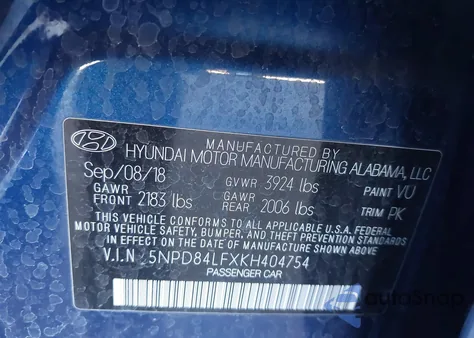 2019 Hyundai Elantra Value Edition from USA, damaged, VIN 5NPD84LFXKH404754